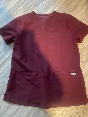 Figs Wine V-Neck Medical Scrub Top
